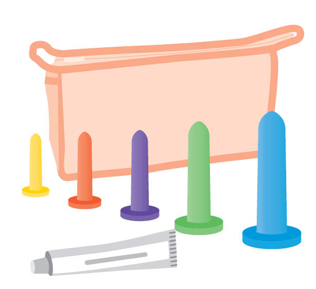 Illustration of vaginal dilators. These can help keep your vagina open and flexible after treatment. They are made from plastic or silicone and come in a range of sizes.
